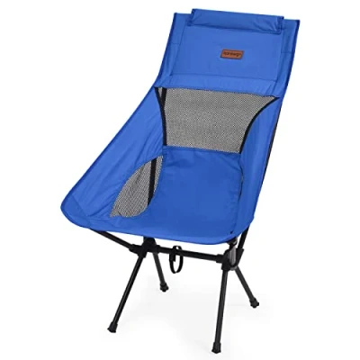 Image of Rainberg Ultra Lightweight High Back Camping Chair, Folding Chairs for Adults, Foldable Garden Outdoor Picnic BBQ Chairs. (Pack of 1, Blue)