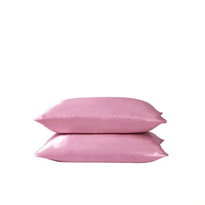 Image of 2 Pack Satin Silk pillow Case Soft Pure Mulberry Cover for Hair and Skin with Envelope Closure (Pink, Standard(50x75cm))