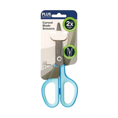 Image of PLUS Japan, Fitcut Curve Stainless Steel in Blue, 17,5cm Length