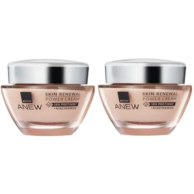 Image of 2 Pack of Avon Anew Skin Renewal Power Cream 50ml, Formulated with Protinol™ Technology, Boost Collagen and Activate Surface Renewal, For Hydrated, Firmer Looking Skin, Cruelty Free