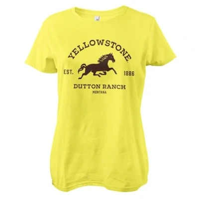 Image of Yellowstone Officially Licensed Dutton Ranch Montana Women T Shirt (Yellow), Small