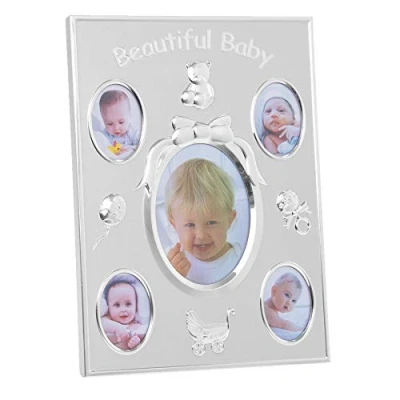 Image of Lesser &amp; Pavey Silver Beautiful Baby Multi Photo Frame Holds 5 Pictures New Gift