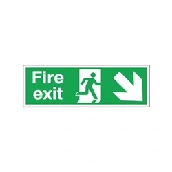 Image of Safety Sign Fire Exit Running Man Arrow Down/Right 150x450mm E99S/S