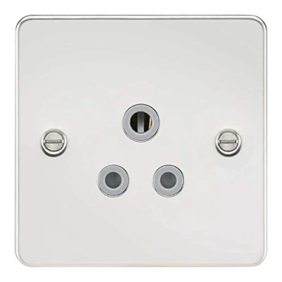 Image of KnightsBridge Flat plate 5A unswitched socket polished chrome with grey insert
