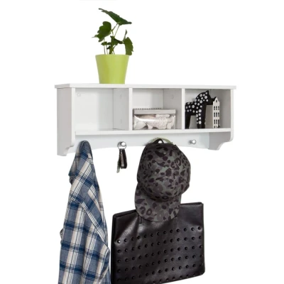 Image of Wall Display Storage Cubes Rack with Hanging Hooks,White, FRG48 W Sobuy