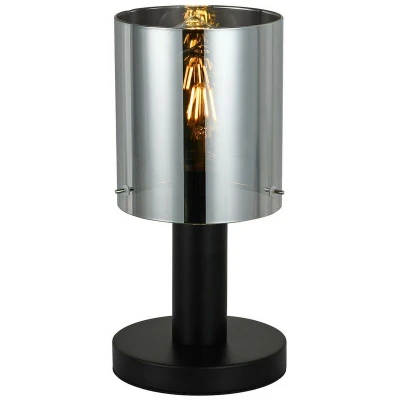 Image of Italux Lighting Modern Table Lamp Black 1 Light with Smoky Shade, E27
