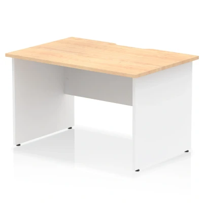 Image of Impulse 1200 x 800mm Scalloped Edge Straight Office Desk Maple Top White Panel End Leg