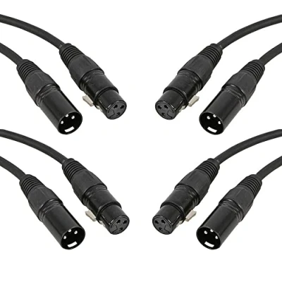 Image of 4x Pulse 2.5M XLR Lead Cable 3 Pin Male to Female Microphone Audio