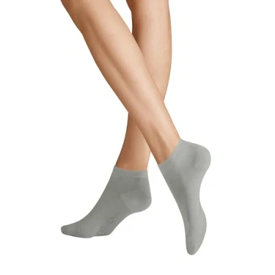 Image of Hudson Women&#039;s Relax Fine Skin Friendly Knit Sneaker Sock, Cotton, Silver 0505, 35 38
