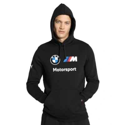 Image of PUMA Mens BMW M Motorsport Fleece Hoodie Sweatshirt Top Black Size S