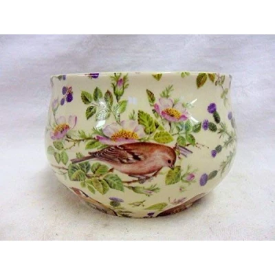 Image of Heron Cross Pottery British Birds open sugar bowl