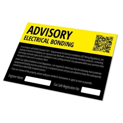 Image of Atom Advisory Notice Electrical Bonding Label AT LBG12P 10
