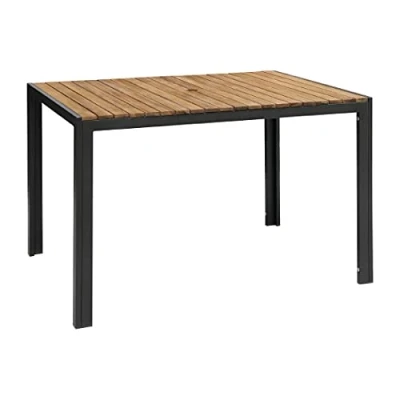 Image of Bolero Acacia Wood and Steel Rectangular Table 1200mm