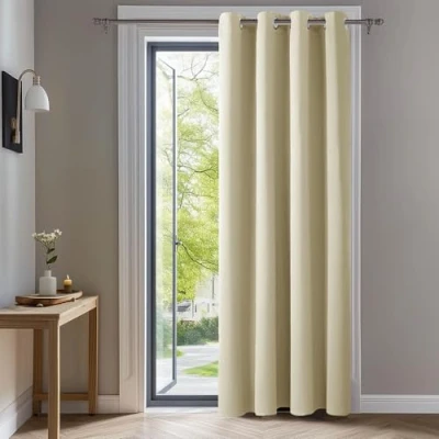 Image of Deconovo Room Darkening Curtains Super Soft Window Treartment Thermal Insulated Eyelet Energy Saving Decorative Blackout for Girls 55 x 114 Inch Dark Beige 1 Panel