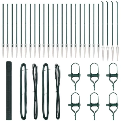Image of vidaXL Welded Wire Fence with 13 Spike Posts Green 1.5x50 m Steel