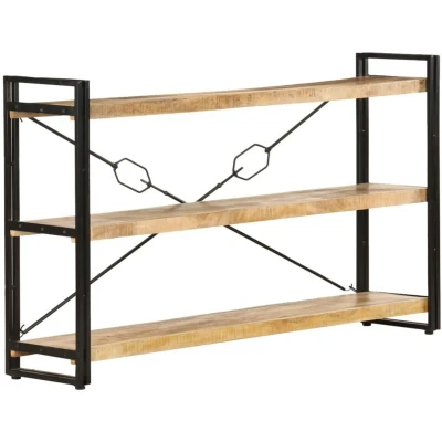 Image of vidaXL 3 Tier Bookcase 140x30x80 cm Solid Mango Wood