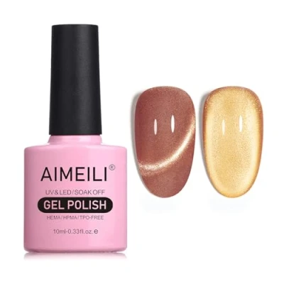 Image of AIMEILI Magnetic Gel Nail Polish Cat Magnet Eye Polish, UV LED Soak Off Glitter Varnish Art Manicure Pedicure, Long Lasting &amp; Easy to Apply 10ml 721