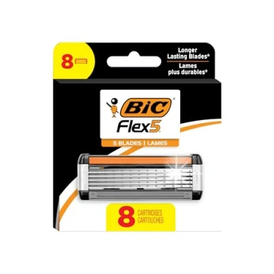 Image of BIC Hybrid Flex 5 Disposable Razor cartridges for Men, blade razors Sensitive Skin and a Smooth Close Shave, Cartridge Only Set with 2 packs of 4 each 8 total