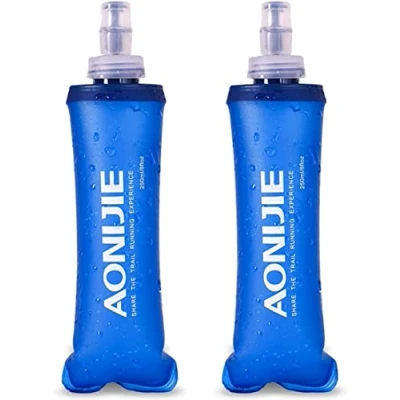 Image of AONIJIE 2 Pack Soft Water Bottle, TPU Collapsible Flask Foldable Bottles for Hydration Pack, BPA Free, Running Hiking Cycling Climbing (2 Pcs 250ml)