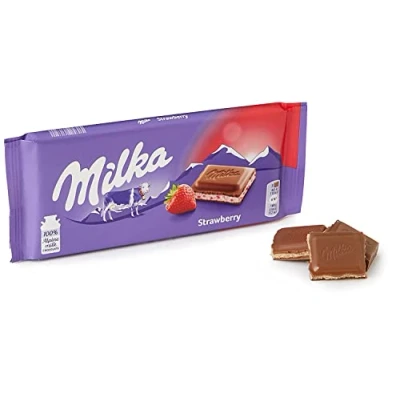 Image of Milka Strawberry Yoghurt Original Chocolate 100g (5 Bars) Tasty And Twisty Treat Gift Hamper For Birthday,Christmas Sold By Kidzbuzz