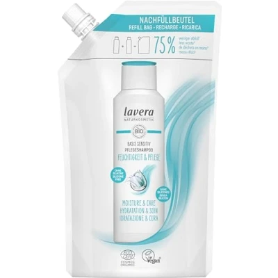 Image of lavera Refill bag basis sensitiv Shampoo moisture &amp; care without silicone Intensive gentle vegan natural cosmetics 500 ml