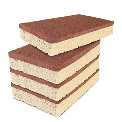 Image of Spontex XXL Scouring Pad Pack of 4 Made Biodegradable Cellulose and Recycled Fleece No Paint Additives in Recyclable Organic Film