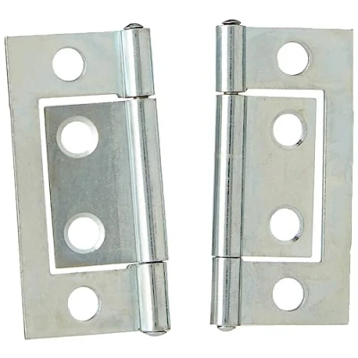 Image of Merriway BH03826 (2 Pcs) Bright Zinc Plated Flush Door Cupboard Hinge, 50 mm inch) Pack of 2 Pieces