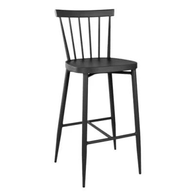 Image of Bolero Windsor Aluminium High Stools Set (Pack of 2), Black, Lightweight Construction, Stackable, Powder Coated, UV &amp; Scratch Resistant, Indoor Outdoor Bar Stools, DX688