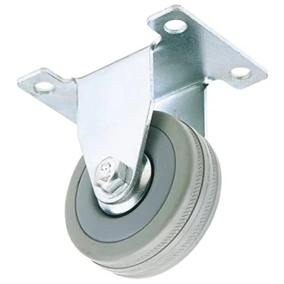 Image of Draper Fixed Plate Fixing Rubber Castor, 50mm Diameter, S.W.L. 50kg