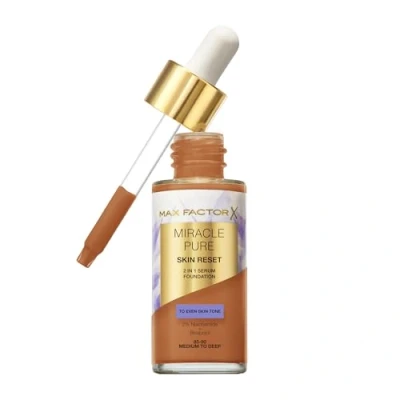 Image of Max Factor Miracle Pure Skin Reset Serum Foundation 85 90 Medium to Deep, 2 in 1 Formula, Healthy Looking Skin, Coverage, Satin Matte Finish, 2% Niacinamide, Dermatologically Tested