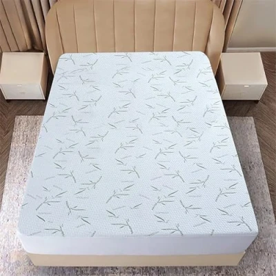 Image of EGYPTO Waterproof Bamboo Mattress Protector Breathable, Hypoallergenic, Bed Cover Ultra Soft, Anti Bacterial Fitted (Double)