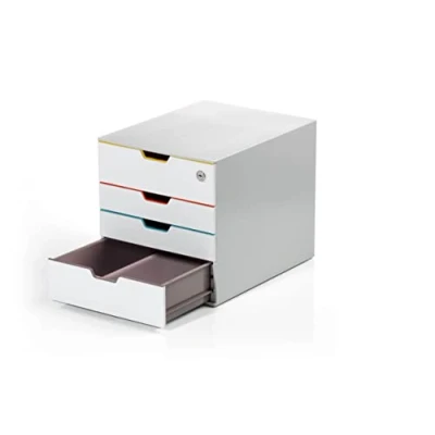 Image of Durable VARICOLOR Mix 4 Lockable Drawer Unit Desktop Set with Colour Coded Draws Top Draw is Perfect for Storing Documents and Paper Work