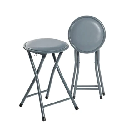 Image of Harbour Housewares Padded Folding Stools Grey Pack of 2