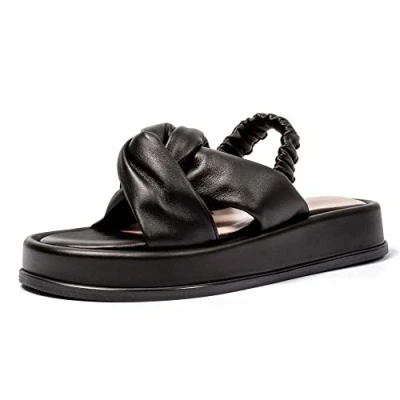 Image of L37 HANDMADE SHOES Women&#039;s Swimming Places Sandal, Black, 5.5 UK