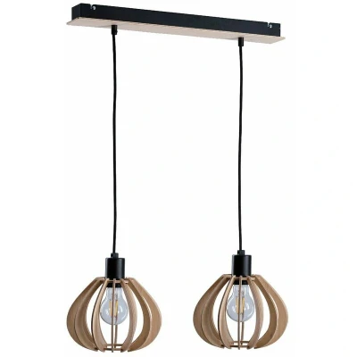 Image of Nicoleta Bar Pendant Ceiling Light Black, 52cm, 2x E27