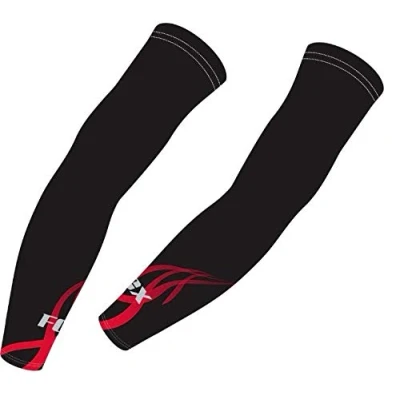 Image of Cycling Arm Warmer Sleeves Outdoor UV Sun Protection Sports Running Driving Unisex Black (Black Red, Small/Medium)