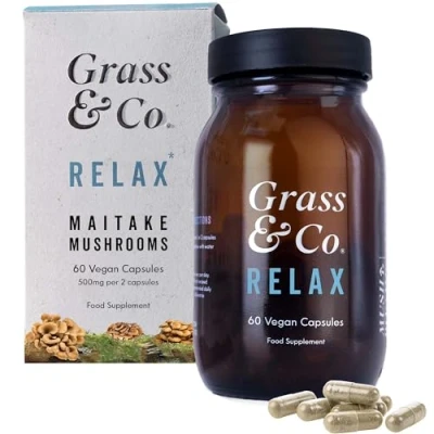 Image of Grass &amp; Co. RELAX Maitake Mushrooms with Ashwagandha + Magnesium, 60 Vegan Capsules
