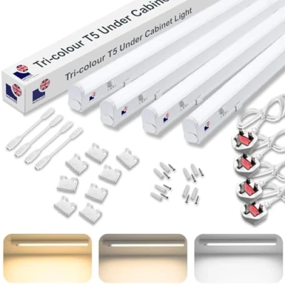 Image of Morris LED Under Cabinet Light Linkable 3 Colours in 1 3000k/4000k/6500k Kitchen UK Plug Included 288mm, 550mm, 850mm,1150mm (850mm, 4 Pack)