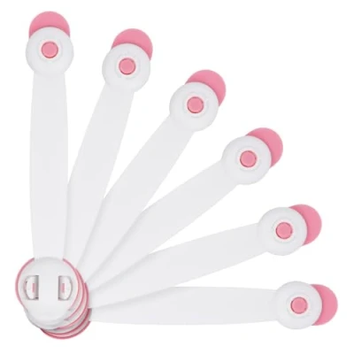 Image of Vicloon Child Safety Cupboard Locks, 6 Pcs Baby Proof Locks No Screws with 3M Adhesive Stick On Cabinets, Children Latches for Kitchen, Door, Drawer, Closet, Refrigerator (Pink)