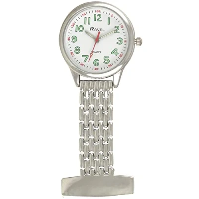 Image of Ravel Classic Nurses Fob Watch Analogue Quartz R1101.11 Silver Tone (Large 32mm case)