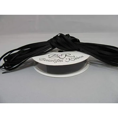 Image of 1 roll of 3mm x 50 metres Grosgrain Ribbed Ribbon Black Double Sided 3 mm