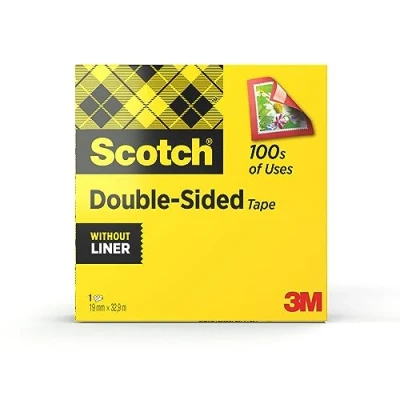 Image of Scotch Double Sided Tape, 1 Roll , 19 mm x 33 m Clear Sticky Strong, Long Lasting, and Photo Safe
