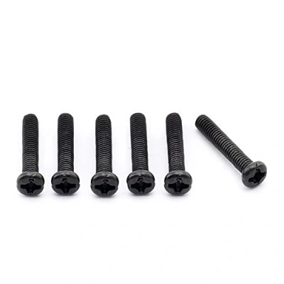 Image of Musiclily Pro Metric M3X16mm Steel Saddle Intonation Screws for Import Strat Style Electric Guitar Tremolo Bridge, Black (Set of 6)