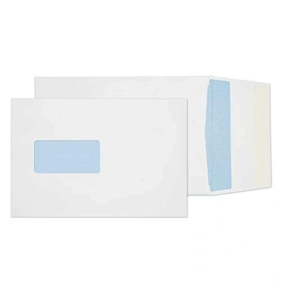 Image of Blake Purely Packaging C5 229 x 162 25 mm 120 gsm Gusset Pocket Peel &amp; Seal Window Envelopes (6001) White Pack of 125