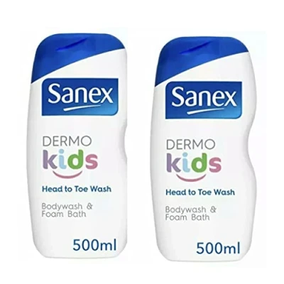 Image of Sanex Dermo Kids Foam Bath &amp; Bodywash Set of 2 x 500 ml Twin Pack Bundle.