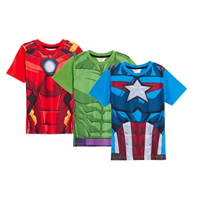 Image of Marvel Boys 3 Pack Avengers T Shirts 7 8 Years (Pack of 3) Multi