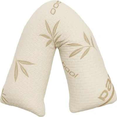 Image of Sleep&amp;Snuggle V Shape Pillow Orthopaedic Bamboo Casing Memory Foam Non Allergenic Neck Suport Nursing Maternity Pregnancy Support Pillow, Pack of 1