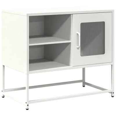 Image of vidaXL TV Cabinet White 68x39x60.5 cm Steel Stand Modern Media Sideboard/HiFi with Ample Storage for Living Room/Bedroom