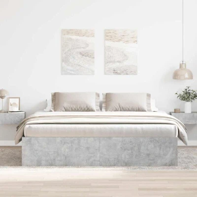 Image of vidaXL Bed Frame without Mattress Concrete Grey 200x200 cm
