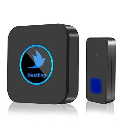 Image of Nestling Wireless Doorbell, IP55 Waterproof Door Bells with 5 Level Volume 55 Chimes LED Flash, Cordless Plug in Battery Operated Chime Kit 1000ft Long Range Home School Office, ‎black